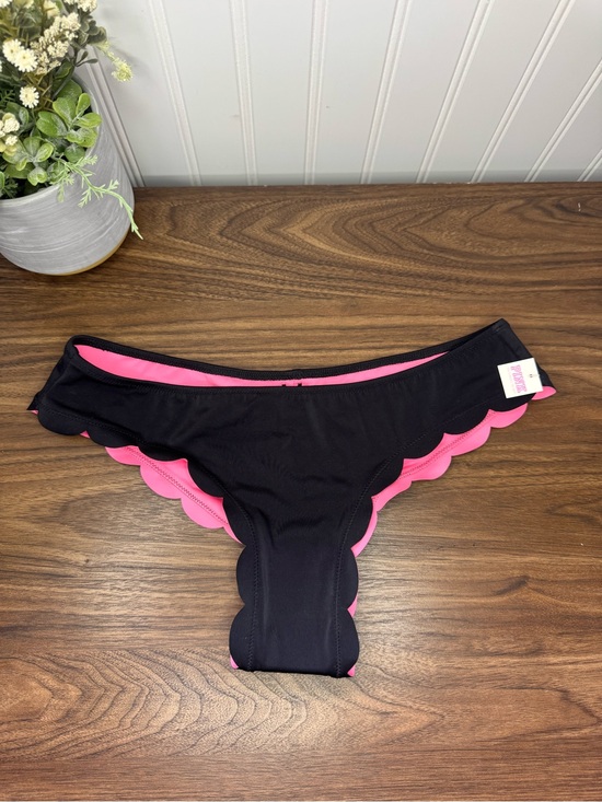 PINK Victoria's Secret Other - Pink by Victorias Secret Womens Pink Black Scalloped Edge Bikini Bottoms Small